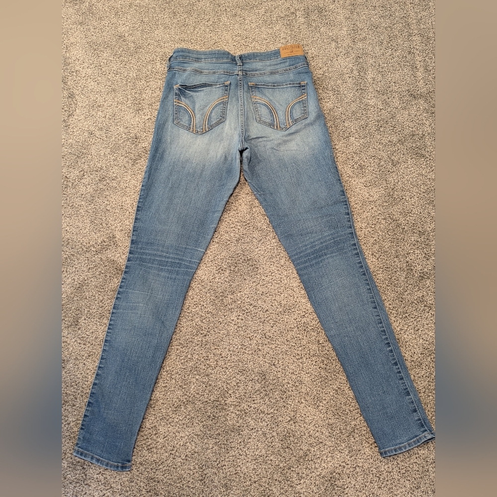 Women's Hollister Sz 7R Denim Blue Jeans 28x31 High Rise Distressed Skinny Pants - Picture 13 of 16